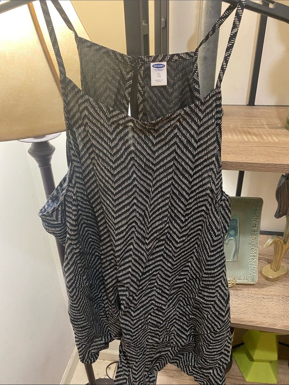 Old Navy Black and White Chevron Spaghetti Strap Dress